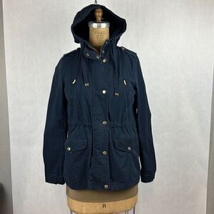Love Tree Lightweight Utility Jacket with Hood Navy Blue Size Medium Zip Front S